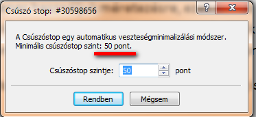 Követő stop távolsága